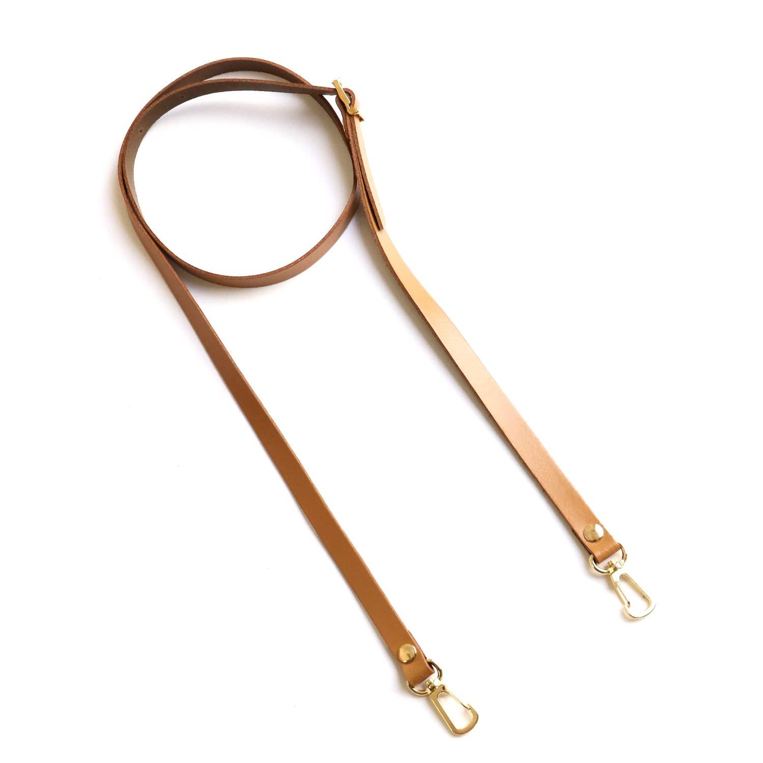 Nippon Button Trading Genuine Leather Shoulder Strap Water-Repellent Finish Gold Hardware Narrow Width 12mm Camel KT60-G-Y
