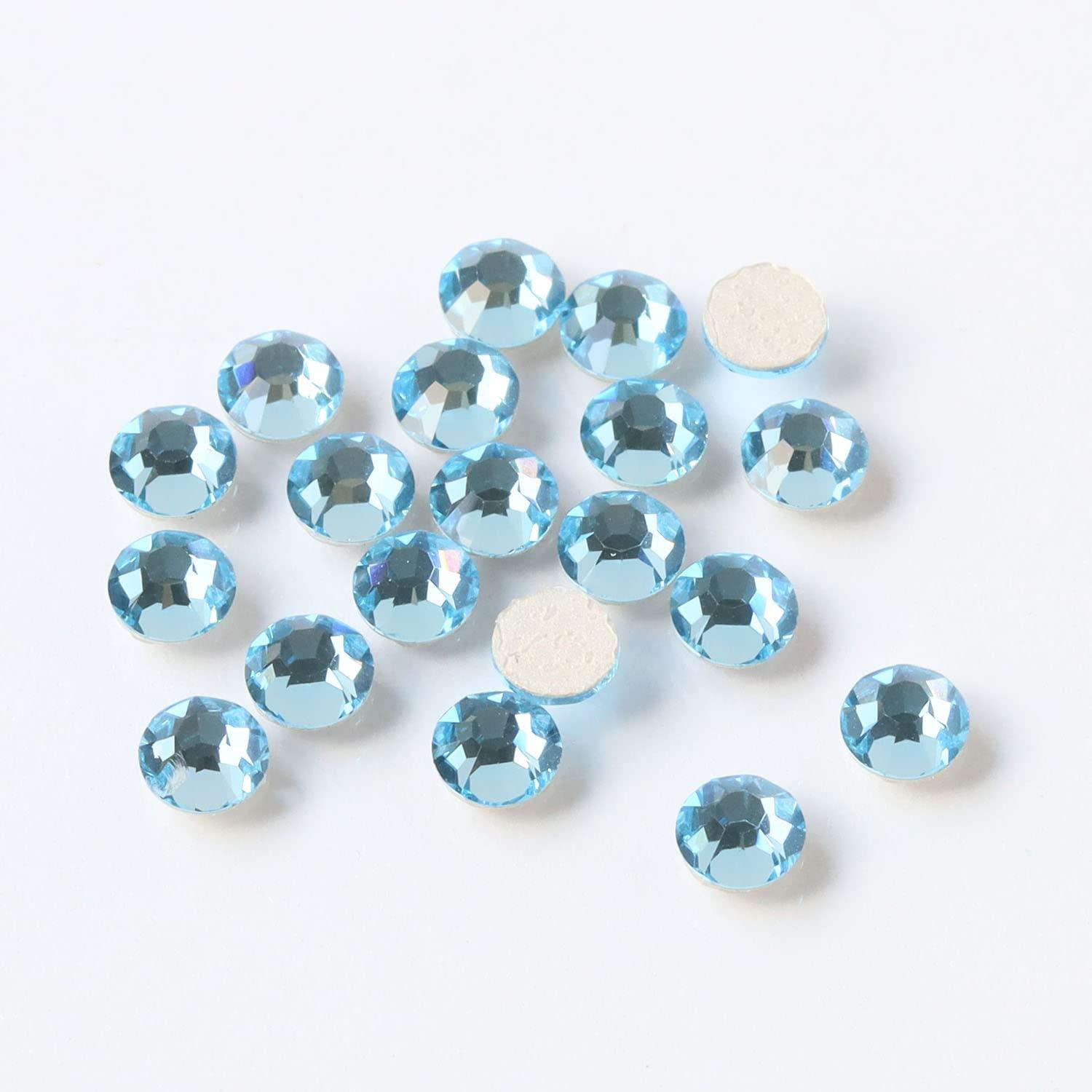 NBK Preciosa Rhinestone Hotfix Heat-Adhesive SS16 144-Piece Pack Aquamarine M2038SS16-60000L