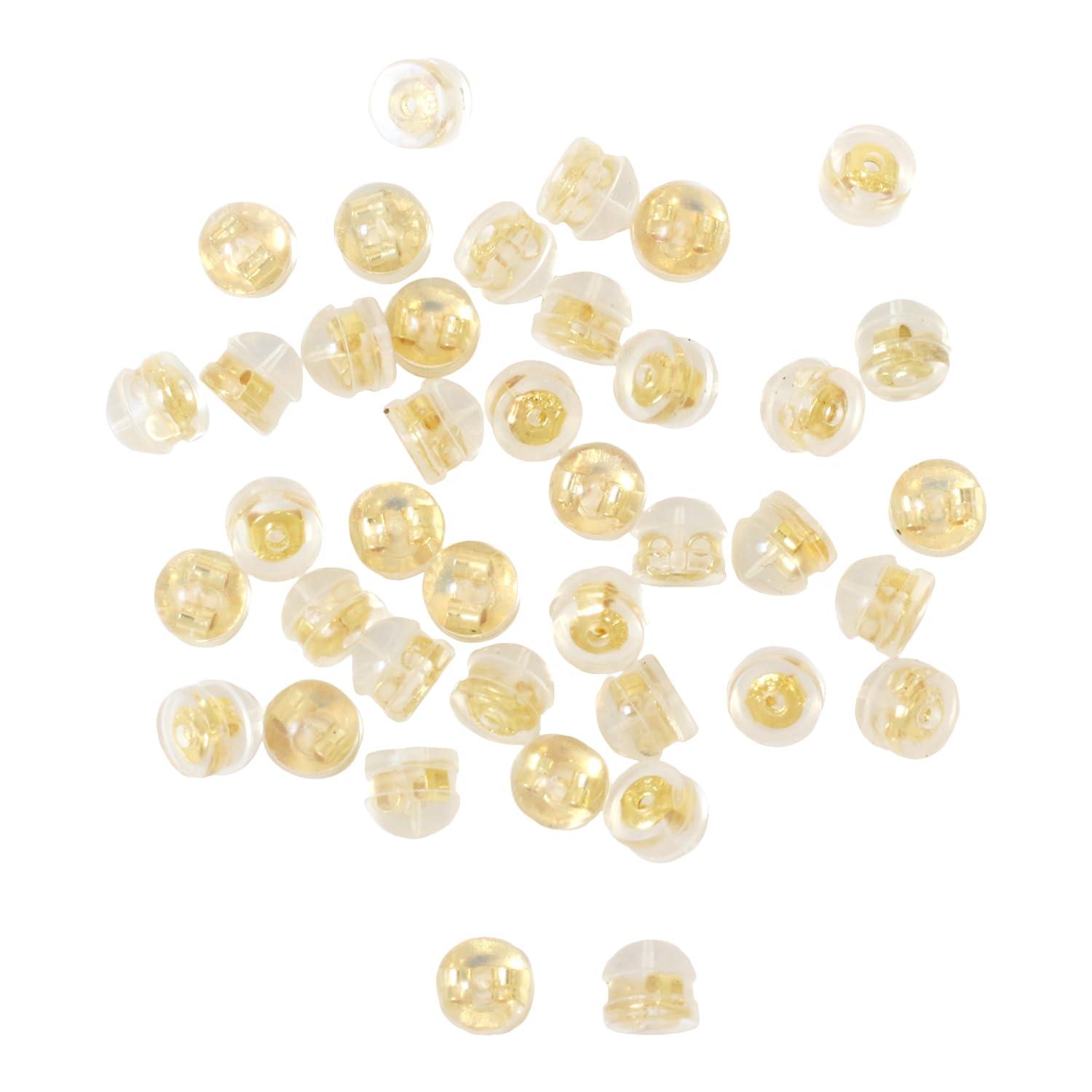 Nippon Button Trading Double Catch Earring Back Grooved Small Dome Type 20 Pairs Gold KE1509-G-20