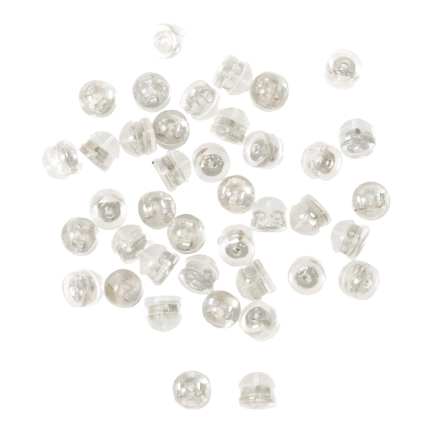 Nippon Button Trading Double Catch Earring Back Grooved Small Dome Type 20 Pairs Silver KE1509-S-20