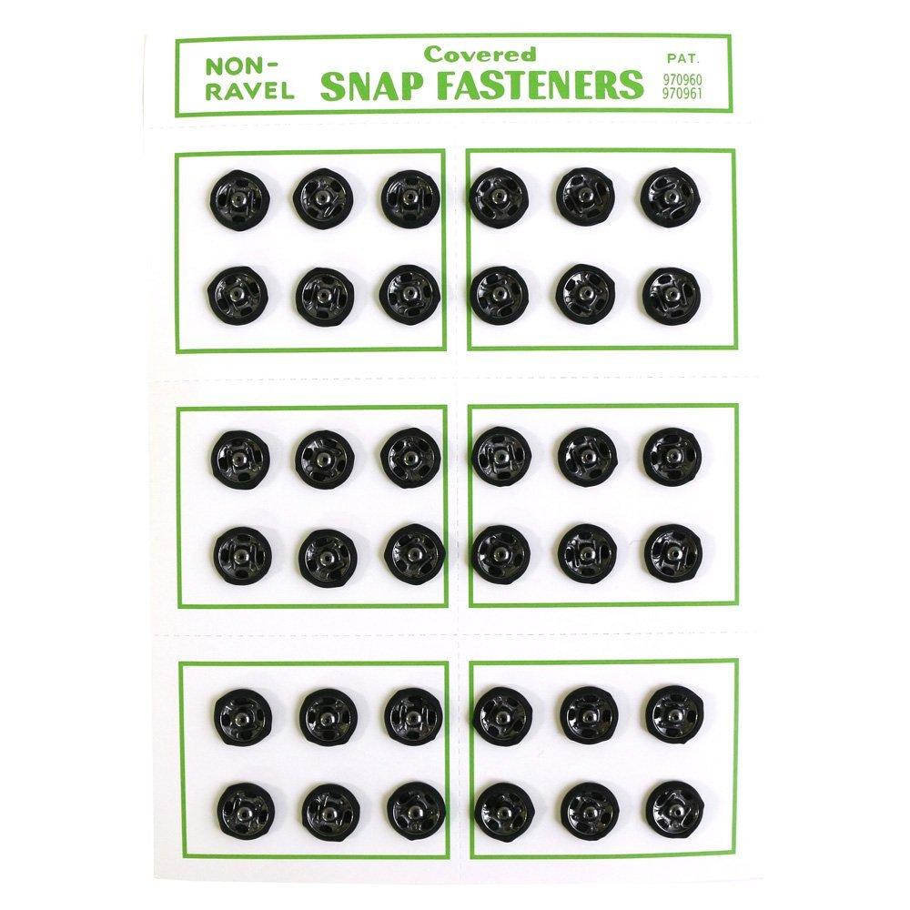 Japan Button Trading Silk Snap Buttons 36-Piece Pack φ10mm Black FSLK-10-9