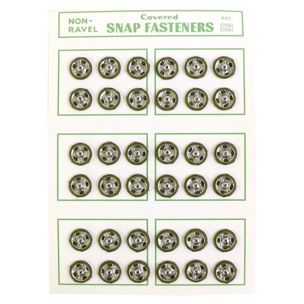 Nippon Button Trading Silk Snap Button 36-Piece Set φ12mm Moss Green FSLK-12-66