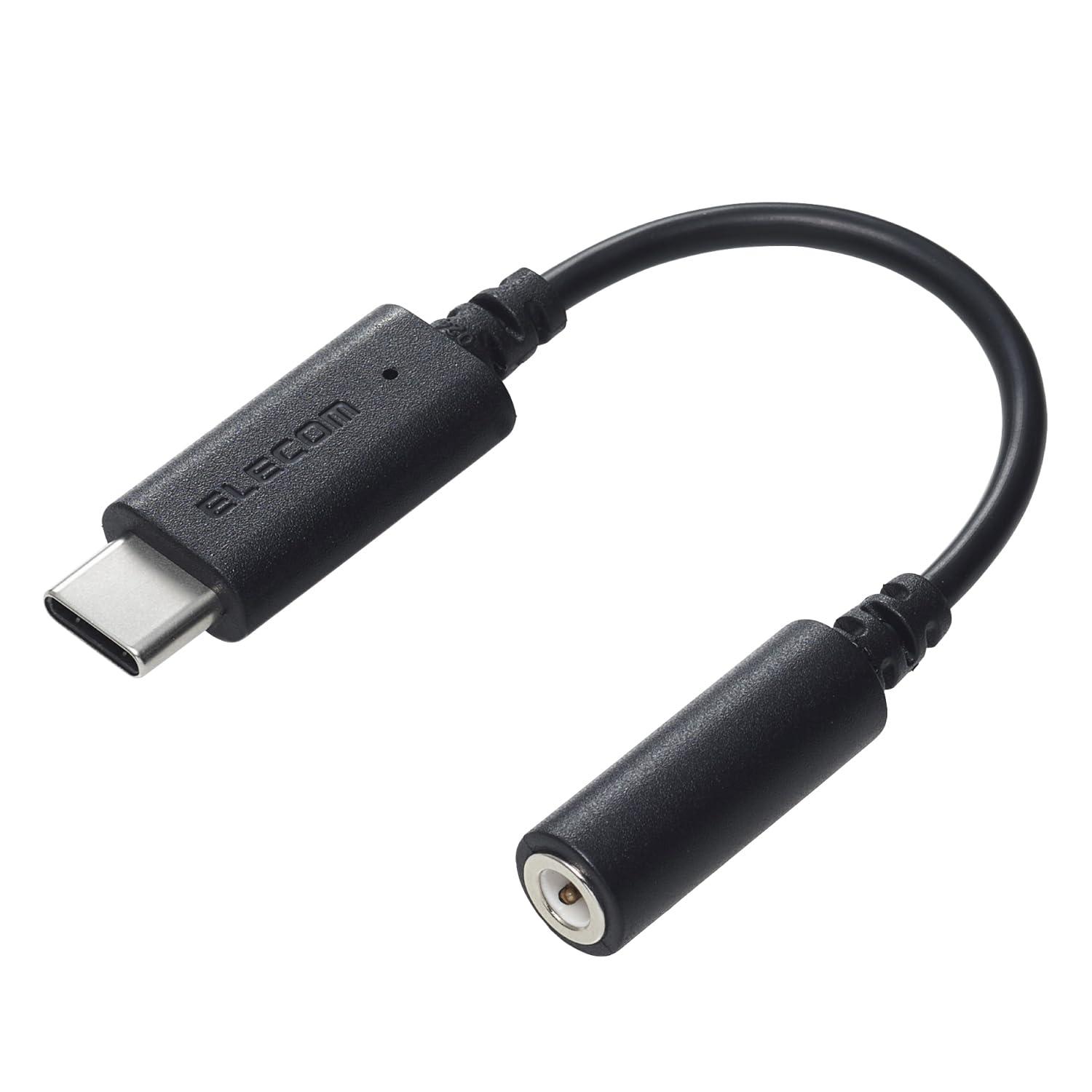 ELECOM USB-C to 3.5mm Headphone Adapter with Audio Jack Conversion and DAC Compatible with iPhone and Android Black MPA-C35DBK2