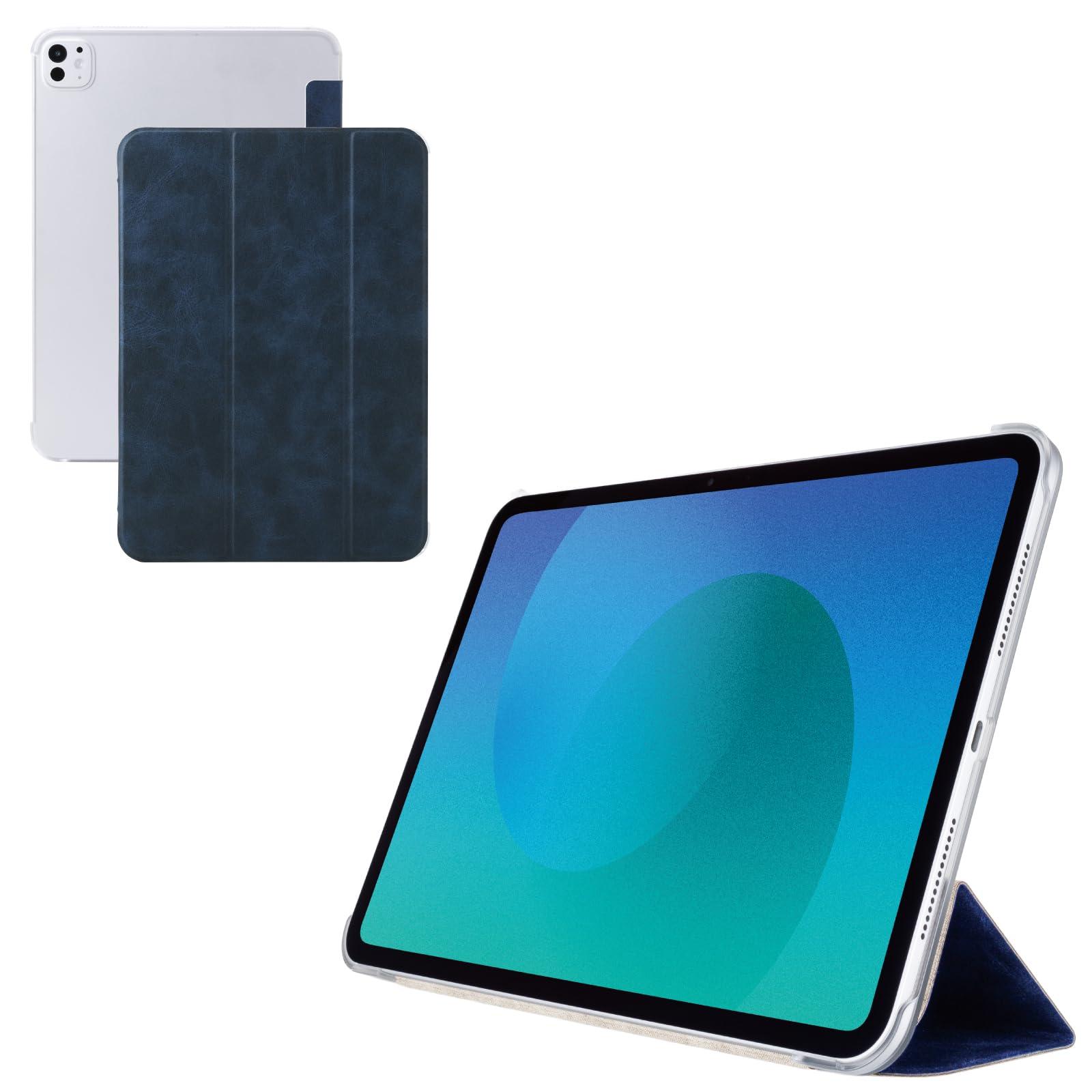 ELECOM 11-inch iPad Pro (M4) Flap Case - Slim & Lightweight, Clear Back, 2 Angles, Navy TB-A25PMWVNV