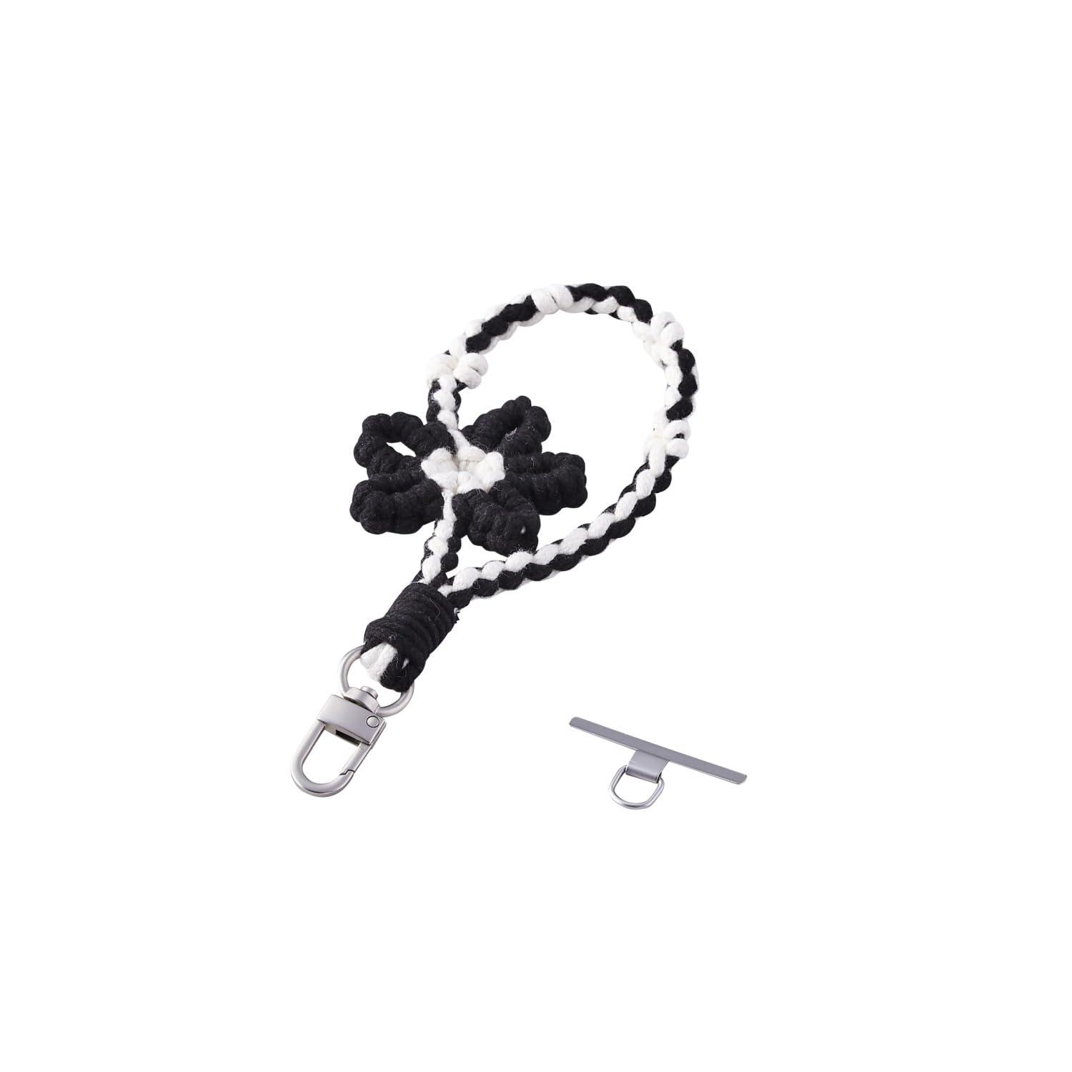 ELECOM Hand Strap Knit/Flower Pattern Lightweight Feel Reduces Hand Fatigue Black P-STHKNFBK