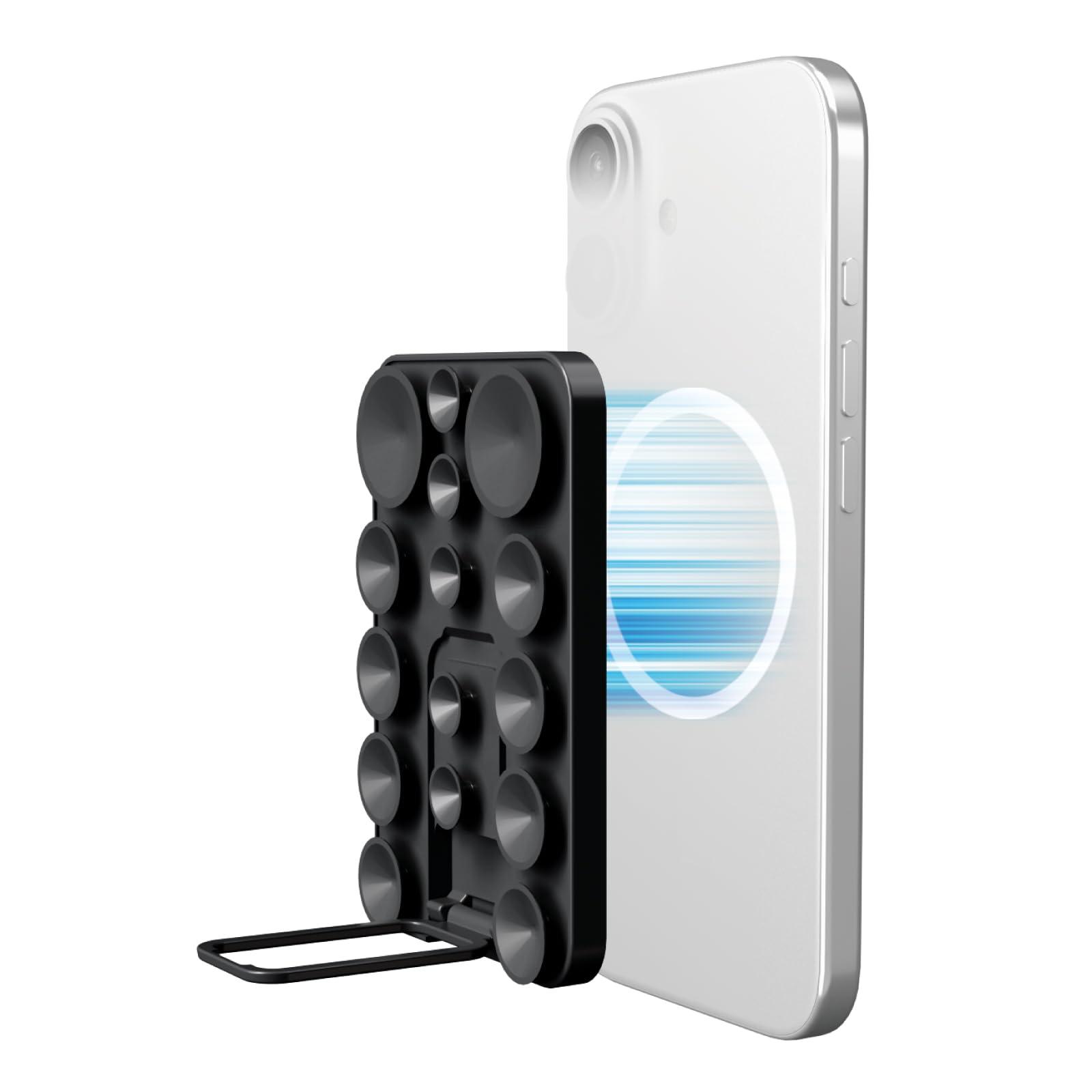 ELECOM TakoPita Suction Cup Smartphone Pad Stand with MAGKEEP Black P-TKPTMAGS01BK