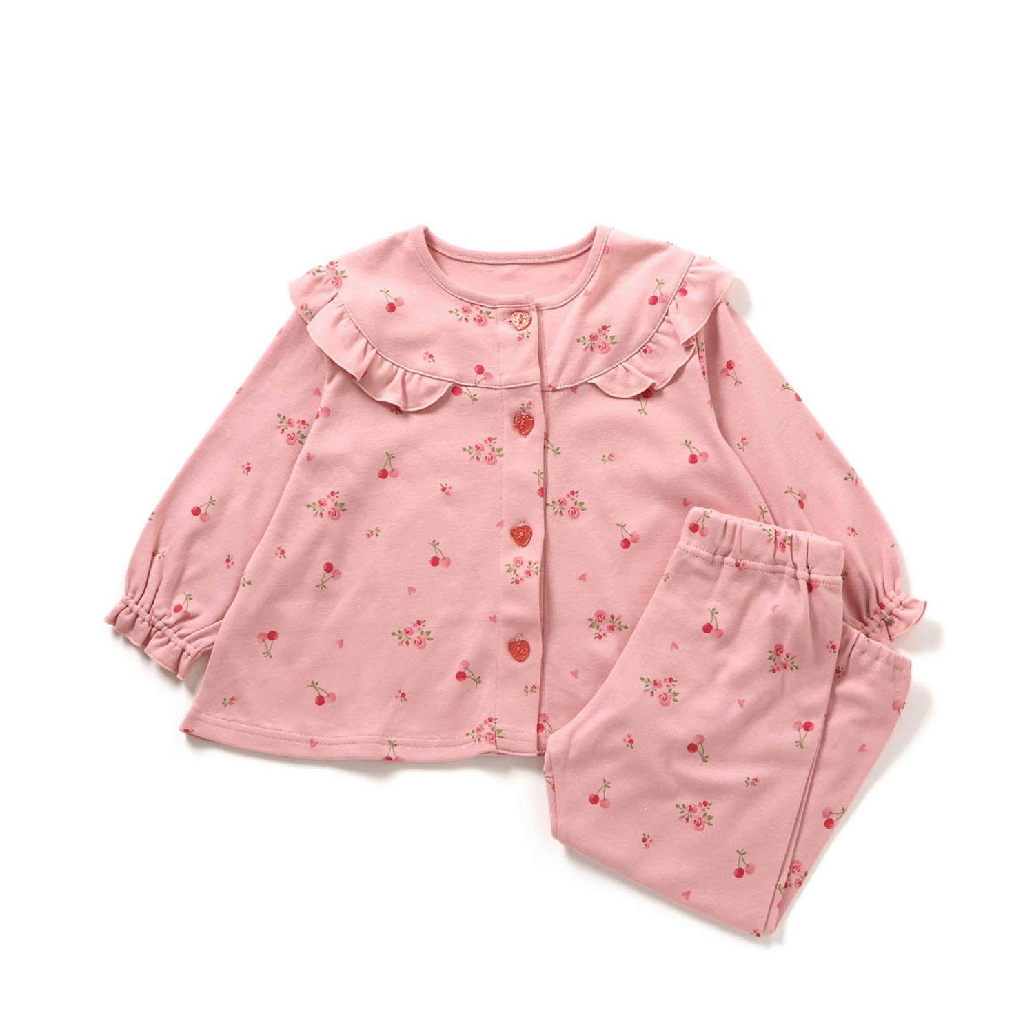 Cherry Blossom Floral Pattern Front-Opening Smooth Pajamas