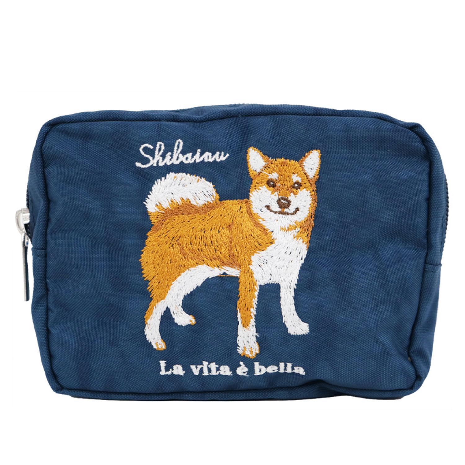 Animal Embroidered Pouch: Shiba Inu
