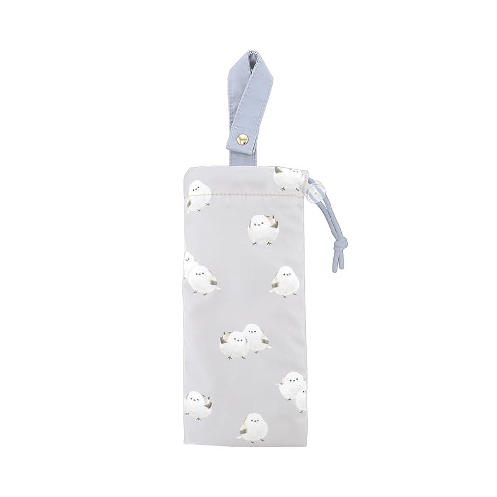 Animal Print Folding Umbrella Case - Gray (Long-tailed Tit)