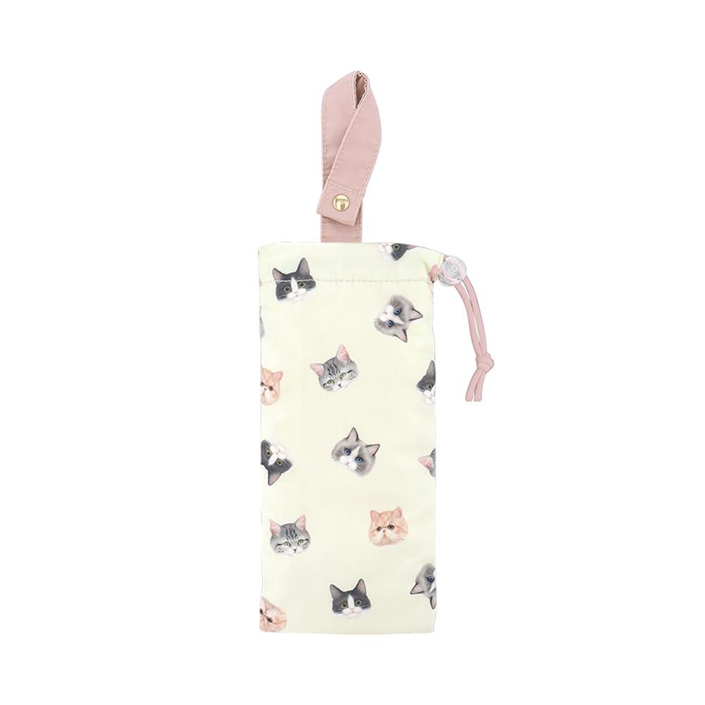 Animal Print Folding Umbrella Case - Off-White (Cat)
