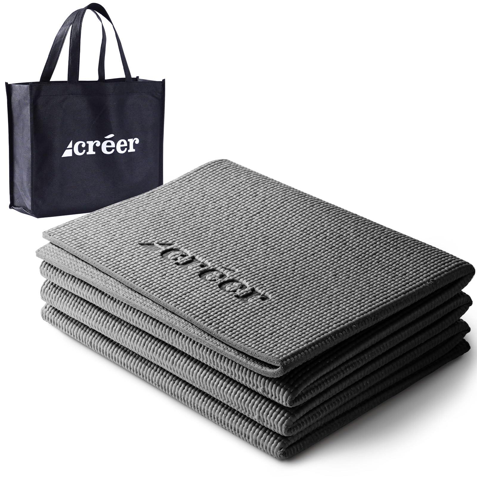 Rise Creation Creer Foldable Yoga Mat with Carry Bag, Gray C084-gray