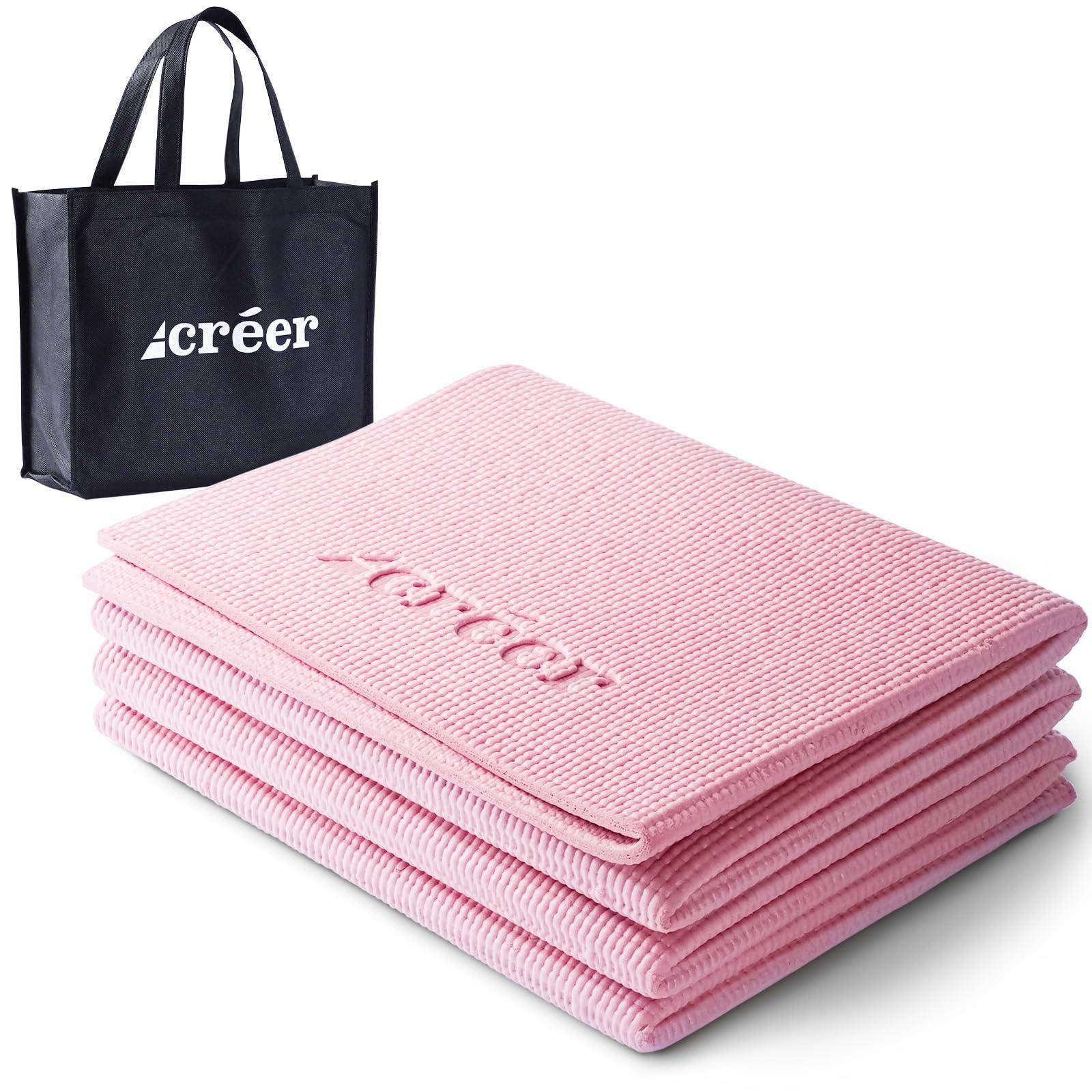 Rise Creation Creer Foldable Yoga Mat with Carry Bag, Light Pink C084-lightpink