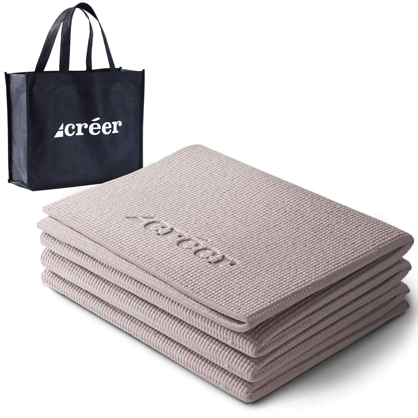 Rise Creation Creer Foldable Yoga Mat with Carry Bag, Greige C084-greige