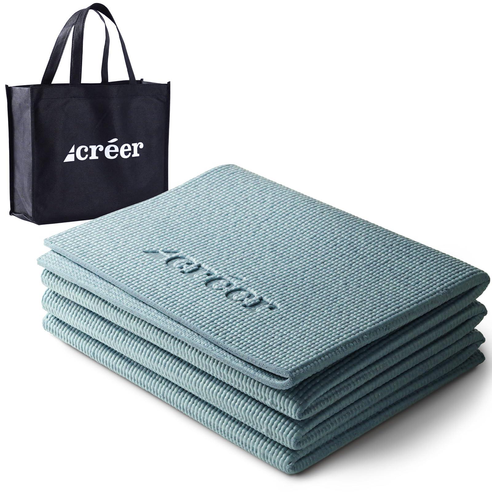 Rise Creation Creer Foldable Yoga Mat with Carry Bag, Smoky Blue C084-smokyblue