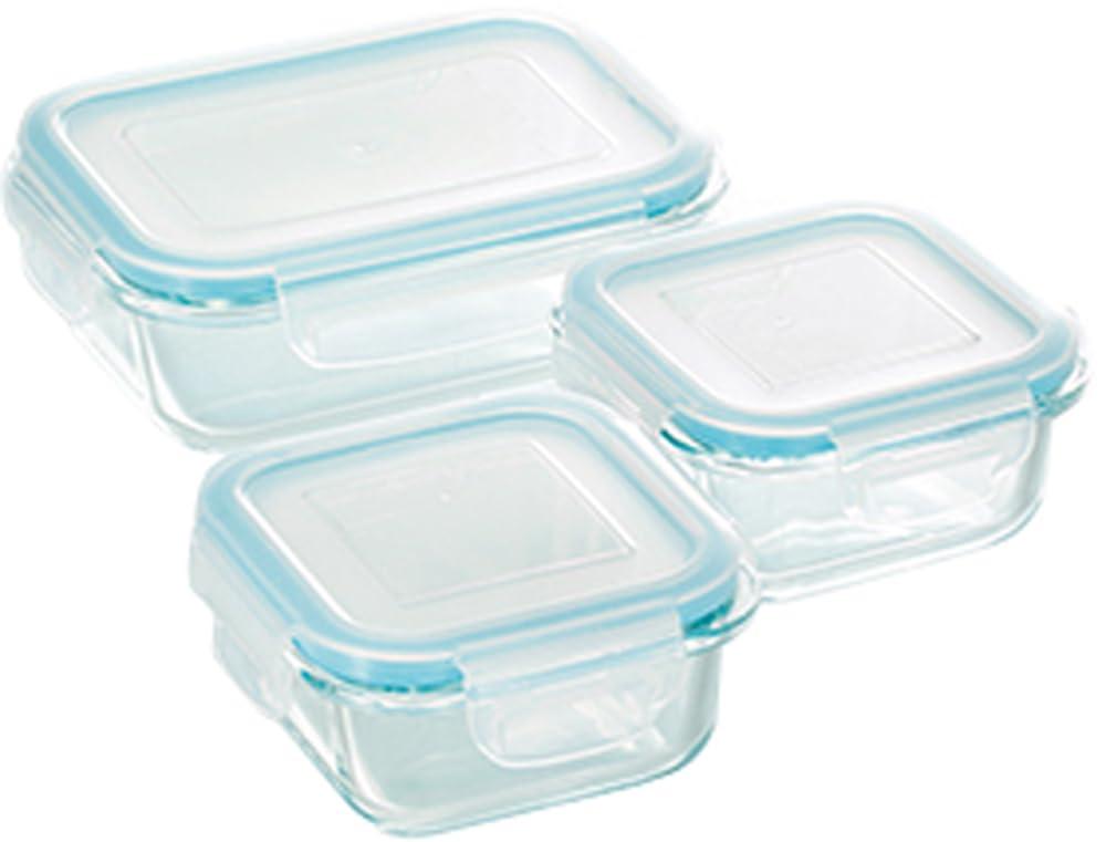 Clarte Heat-Resistant Glass Storage Container 3-Piece Set Microwave, Oven, Refrigerator, Freezer, and Dishwasher Safe CTH-003