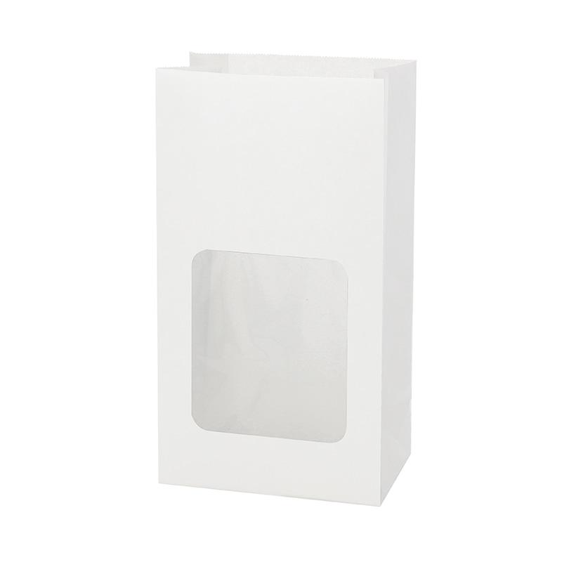 HEIKO NF (Non-Fluorinated) Oil-Resistant Square-Bottom Bags with Window No.4 Plain White 100 Sheets/Bag
