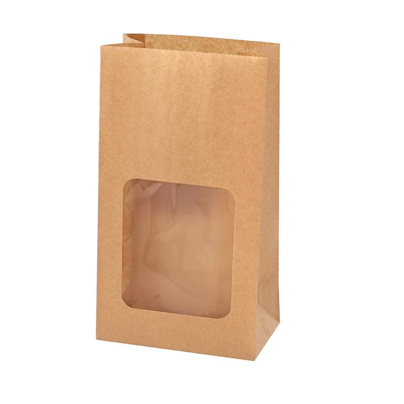 HEIKO NF (Non-Fluorinated) Oil-Resistant Square-Bottom Bags with Window No.4 Unbleached Plain 100 Sheets/Bag