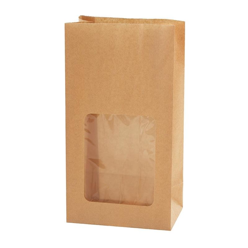 HEIKO NF (Non-Fluorinated) Oil-Resistant Square-Bottom Bags with Window No.6 Unbleached Plain 100 Sheets/Bag