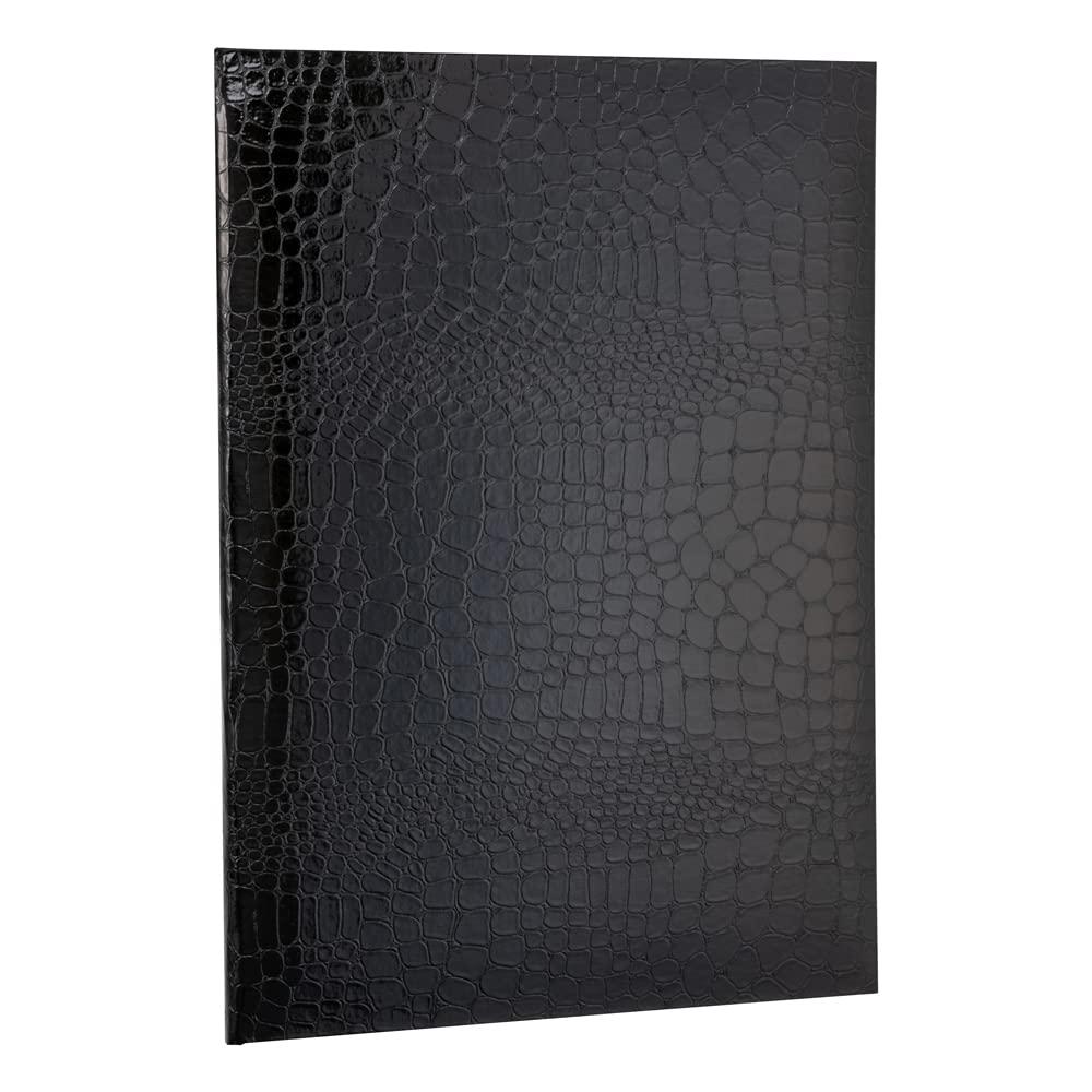 Nakabayashi Certificate File Paper Cloth Crocodile Pattern Glossy A4 Double-Fold Transparent Corner Attachment Type Black FSPT-A4C-D 1 Book