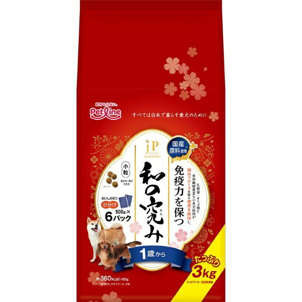 JP Style: The Ultimate in Japanese Flavor Dog Food Small Bites For Dogs 1 Year and Older 3kg (500g × 6)