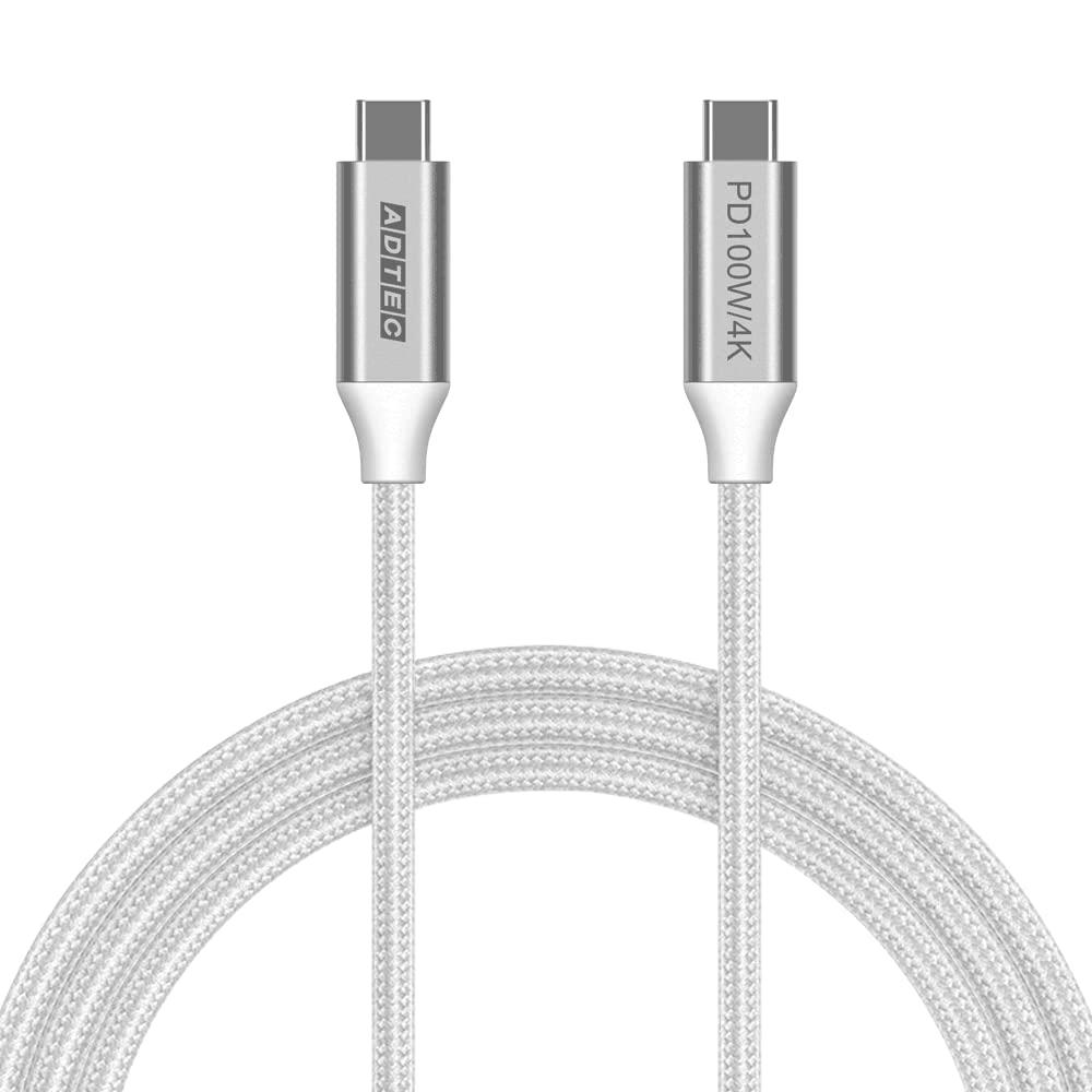 Adtec Type-C to C Cable (4K・PD100W/10Gbps) 1.5m White APC-V1510CC-4KU3G2-W 1 piece