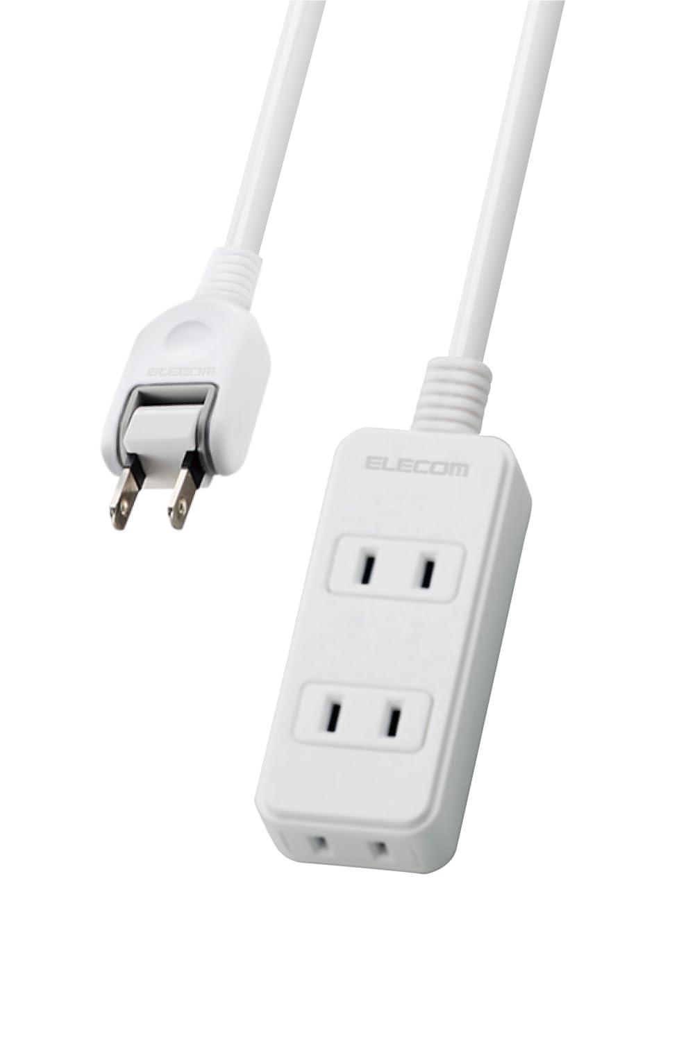 ELECOM Power Strip with Surge Protector and Swing Plugs, 3 Outlets, 3m, White T-KS02-2330WH