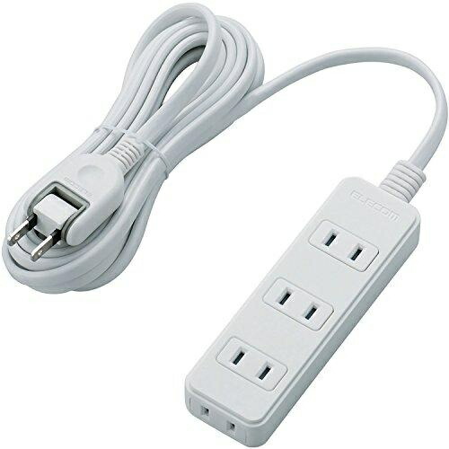ELECOM Power Strip with Surge Protector and Swing Plugs, 4 Outlets, 3m, White T-KS02-2430WH