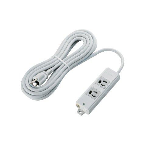 ELECOM Power Strip with Anti-Disconnection Feature, 2 Outlets, 3P Plug, Magnet Attachment, 5m, Gray T-WRM3250LG/RS