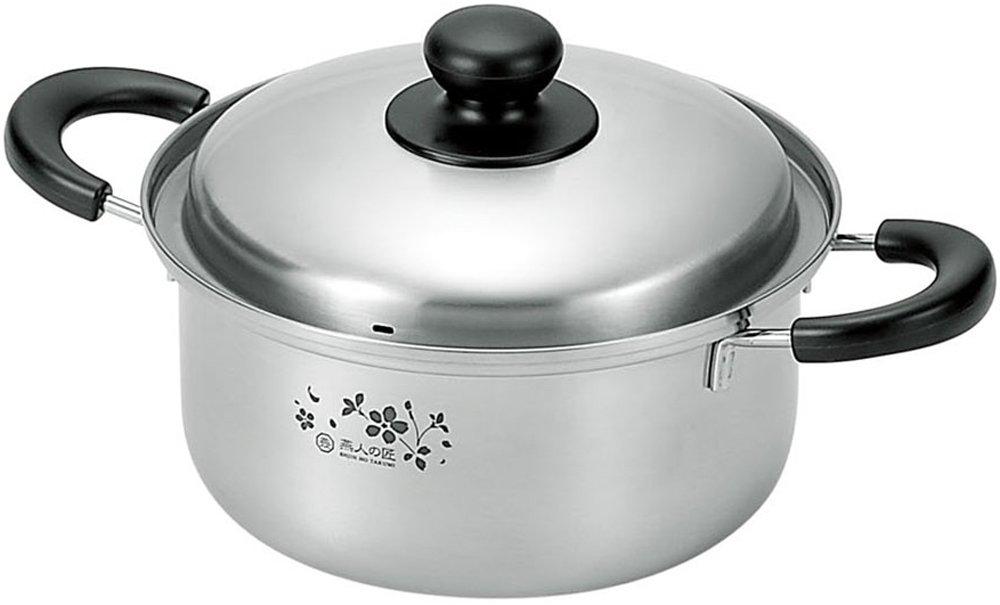 Yokoyama Tsubame Artisan Sakura Gin Single-Handle Pot 20cm Stainless steel construction boasts excellent durability and heat retention Japanese cherry blossom motif ETS-500