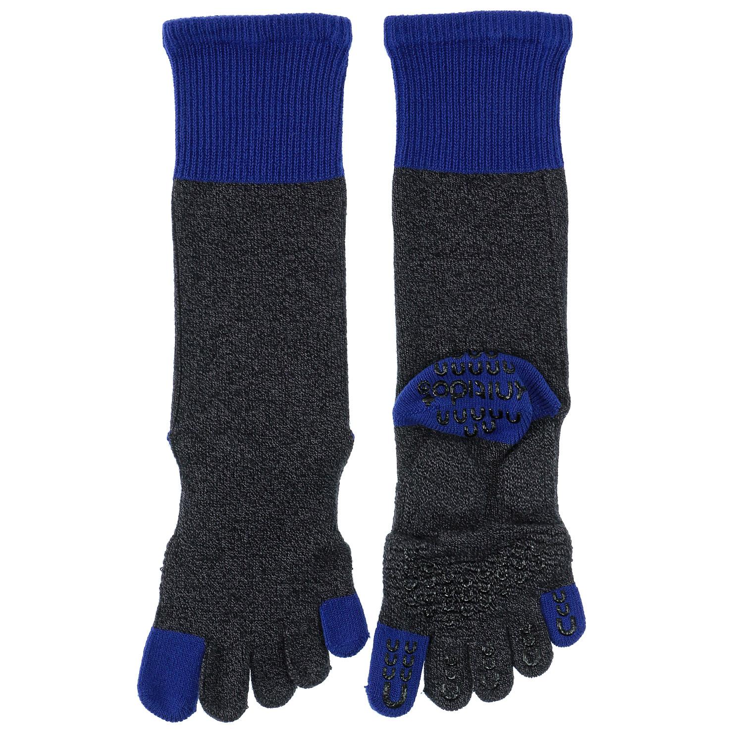 knitido Basic Air Cushion Twisted Two-Tone High Crew Five-Toe Socks - Black
