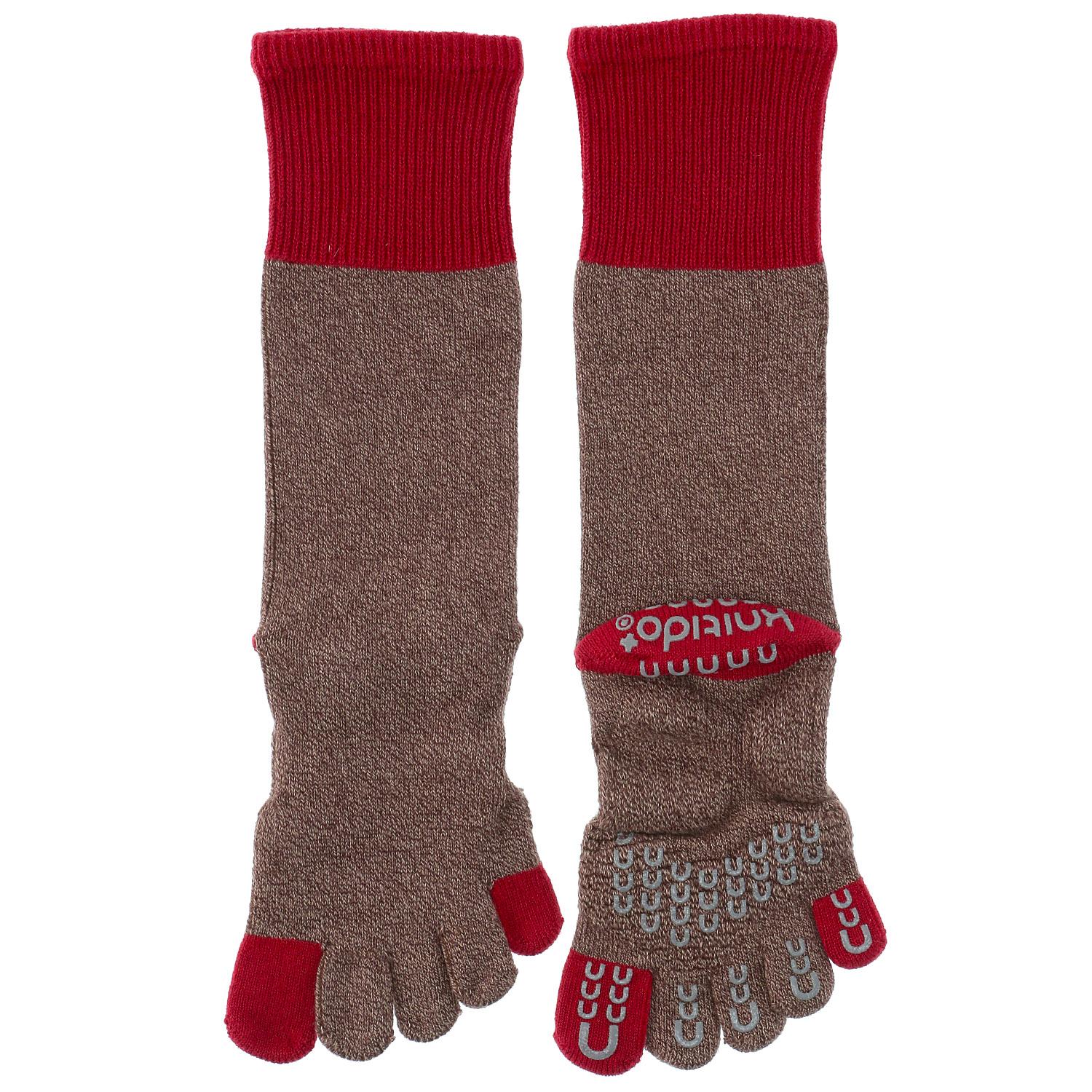 knitido Basic Air Cushion Twisted Two-Tone High Crew Five-Toe Socks Brown
