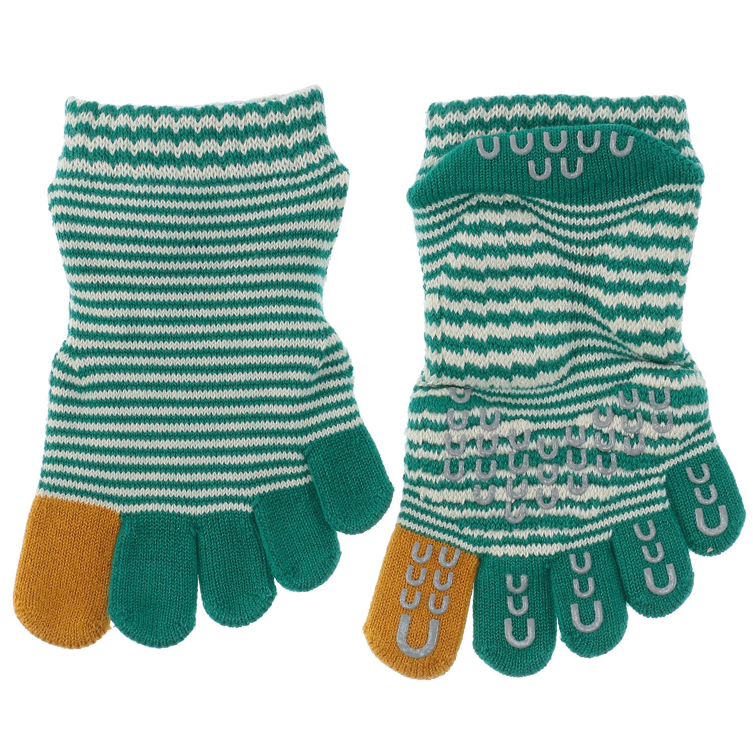 knitido Basic Air Cushion Pin Border Ankle Five-Toe Socks Dark Green