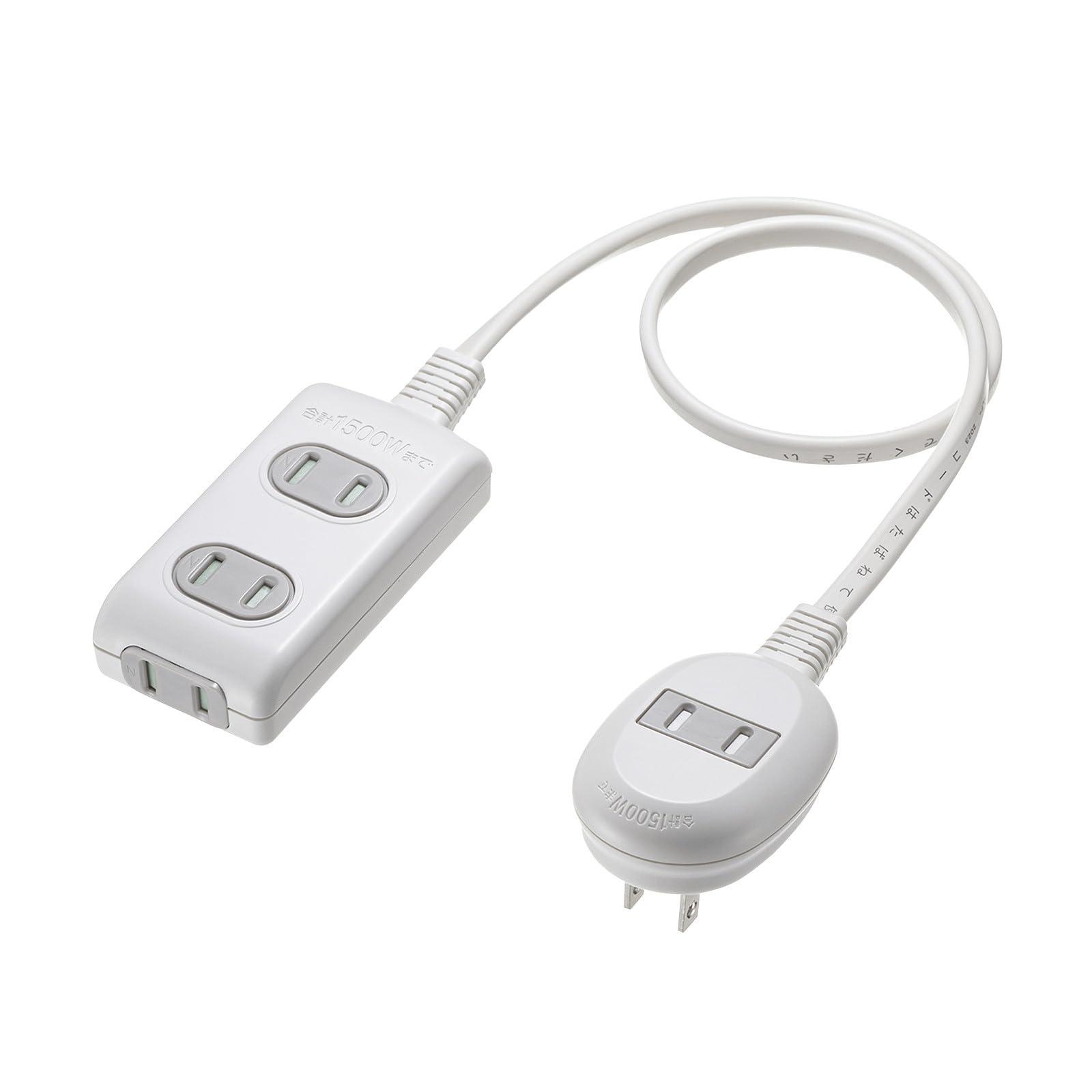 Sanwa Supply Plus 1-Outlet Convenient Tap 2P・3 Outlets + 1 Outlet・0.5m White TAP-B9-05K