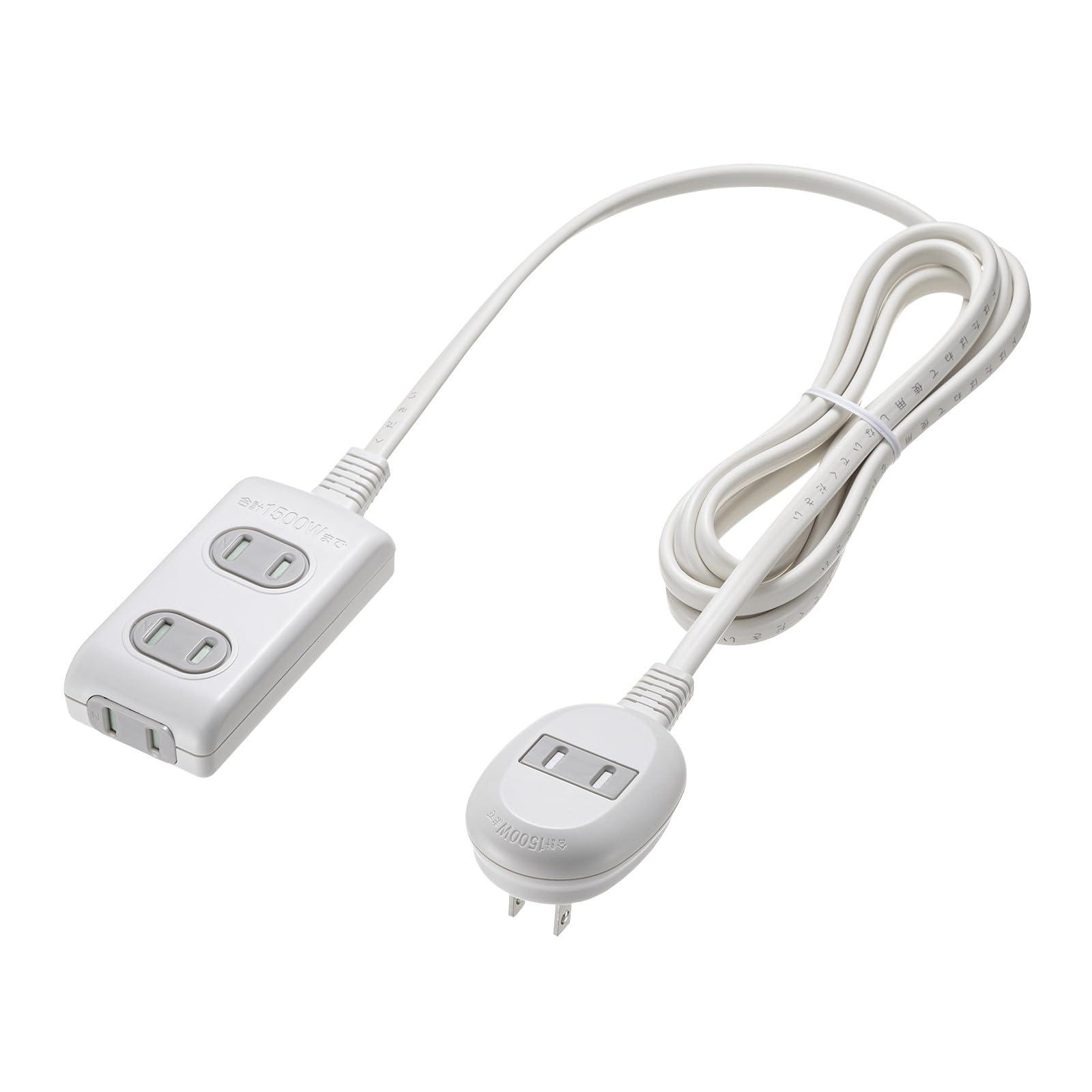 Sanwa Supply Plus 1-Outlet Convenient Tap 2P・3 Outlets + 1 Outlet・2m White TAP-B9-2K