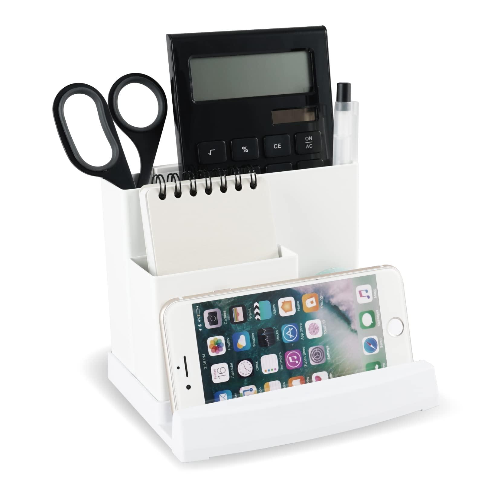 Karl Office Supplies Desk Organizer Tabletop Storage Pen Holder Steel White TS-003-W