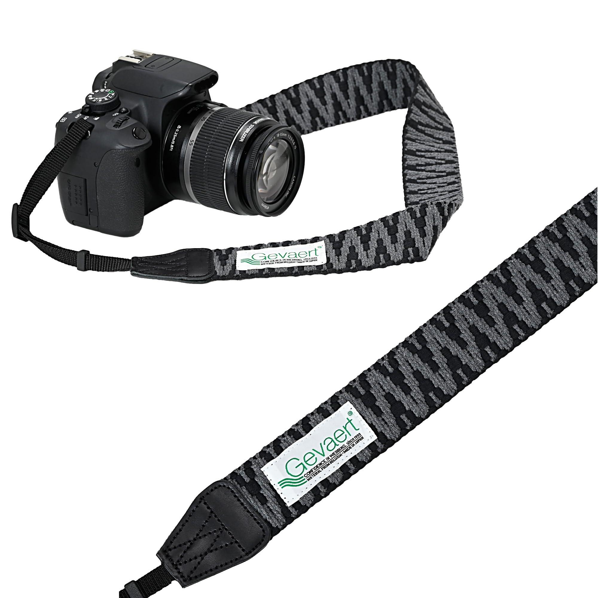 Etsumi Gebalto Camera Strap Bicolore Shaggy Made with GRS-Certified Recycled Materials for DSLR/Mirrorless Cameras Black/Gray VGV-020