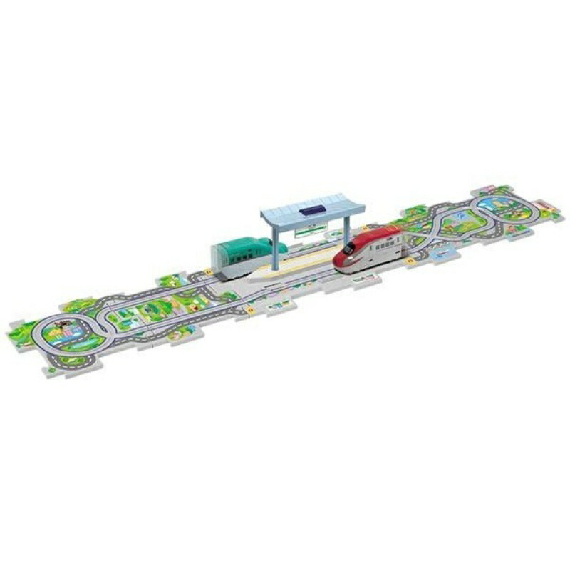 Masudaya Corporation Panel World Run! Shinkansen Stop & Go E5 Series Hayabusa & E6 Series Komachi Set Train Toy Rail Set Puzzle Battery Operated Ages 3+
