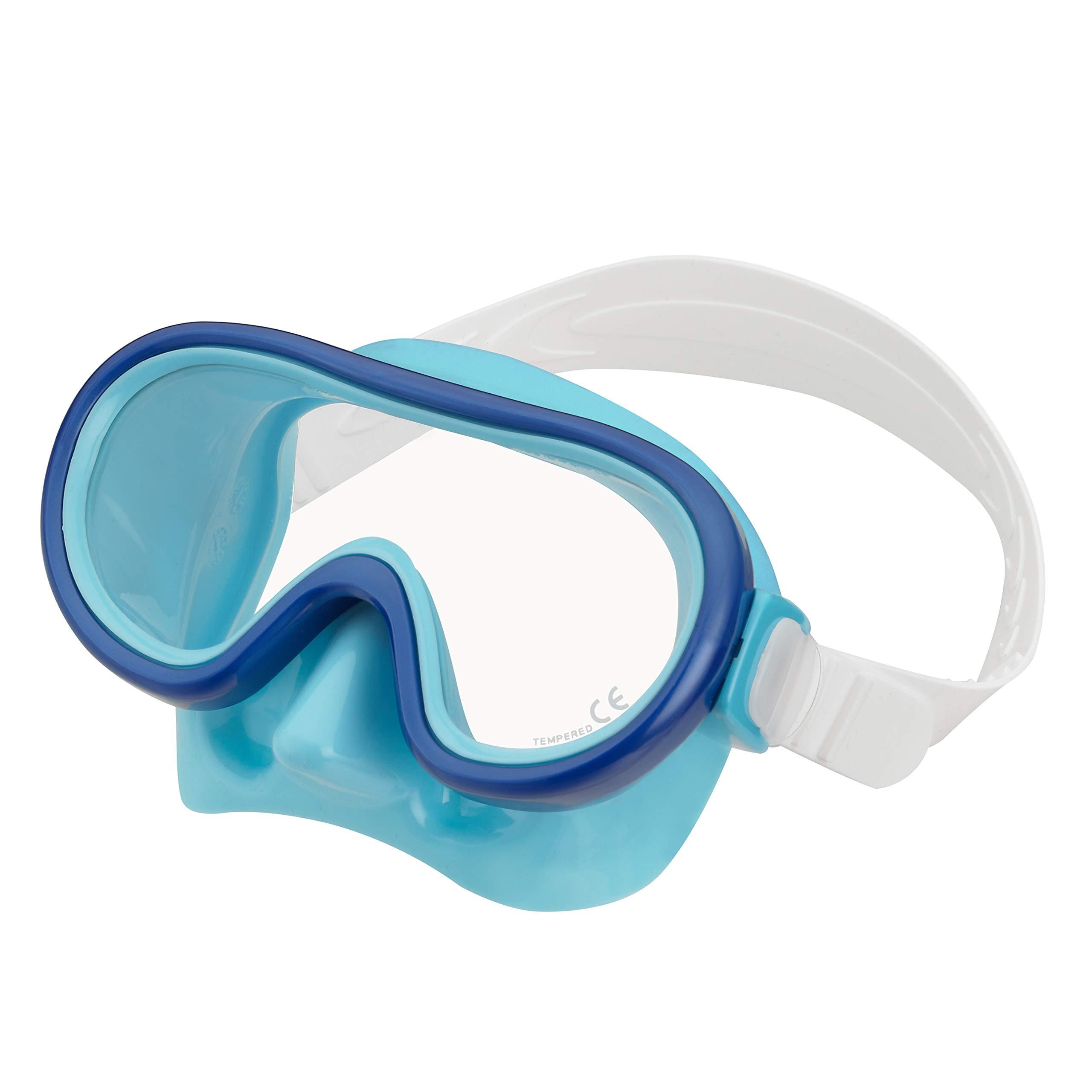 Reef Tourer Snorkeling Mask for Kids Ages 4-9, Elastomer Construction, Light Blue Manta Blue RM12JZ