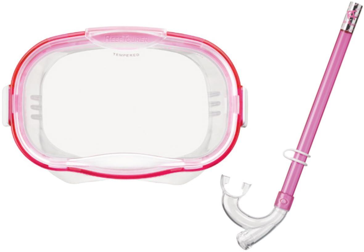 Reef Tourer Snorkeling Set for Kids Ages 4-9 Clear Pink RC9204 2-Piece Set: Easy-to-See Mask and Basic Snorkel