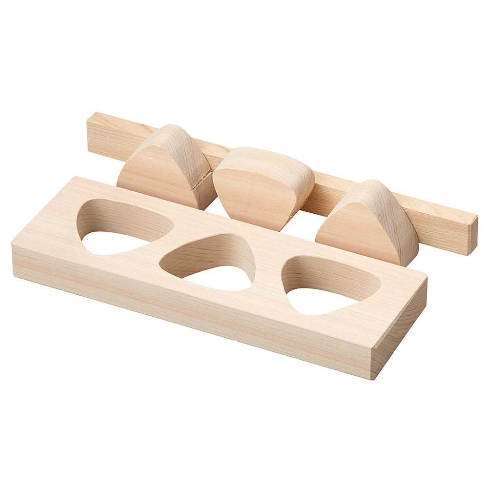 Yamaco Yumi Commercial Use Cypress Rice Ball Mold (Solid Mold with Presser) 3-Hole yamaco06305