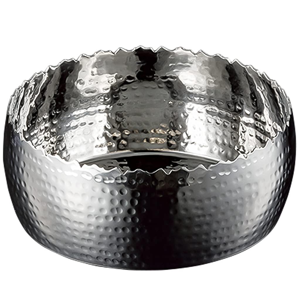 Yamaco Yumi Commercial Use Stainless Hammered Finish Shallow Serving Bowl Small yamaco23981