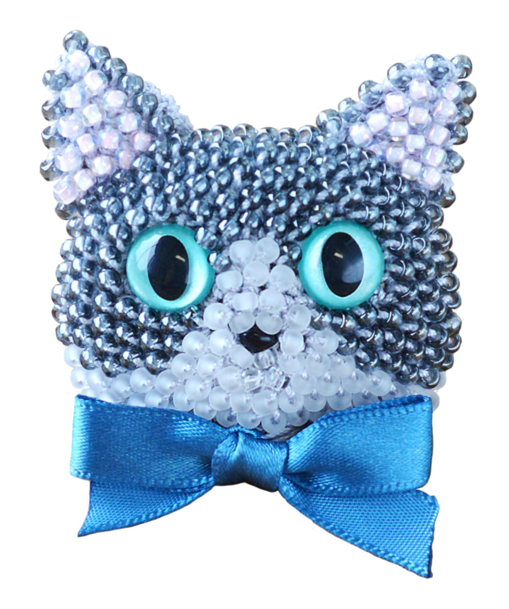 MIYUKI Bead Crochet Cat Brooch Kit White Cat, Black Cat, Calico Cat, Tabby Cat