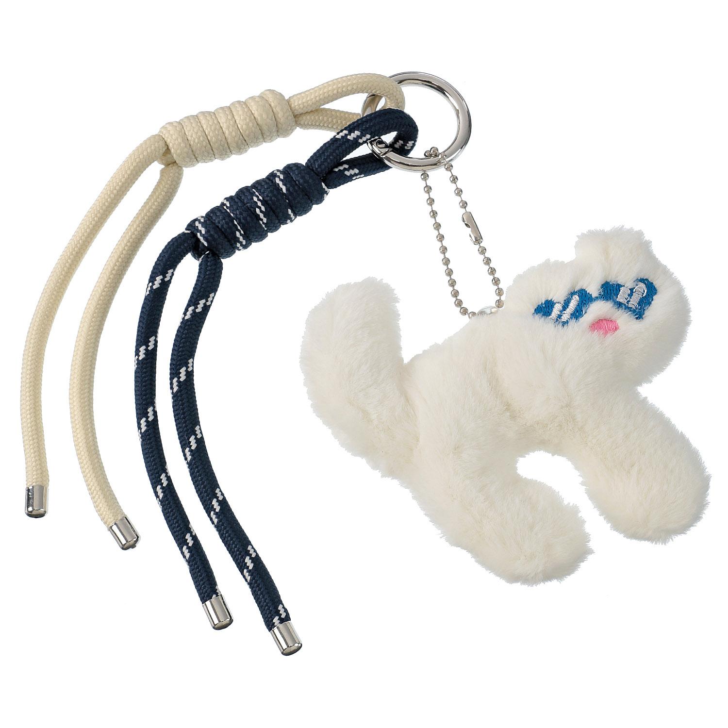 Fur Cat Strap Mix Charm - Ivory