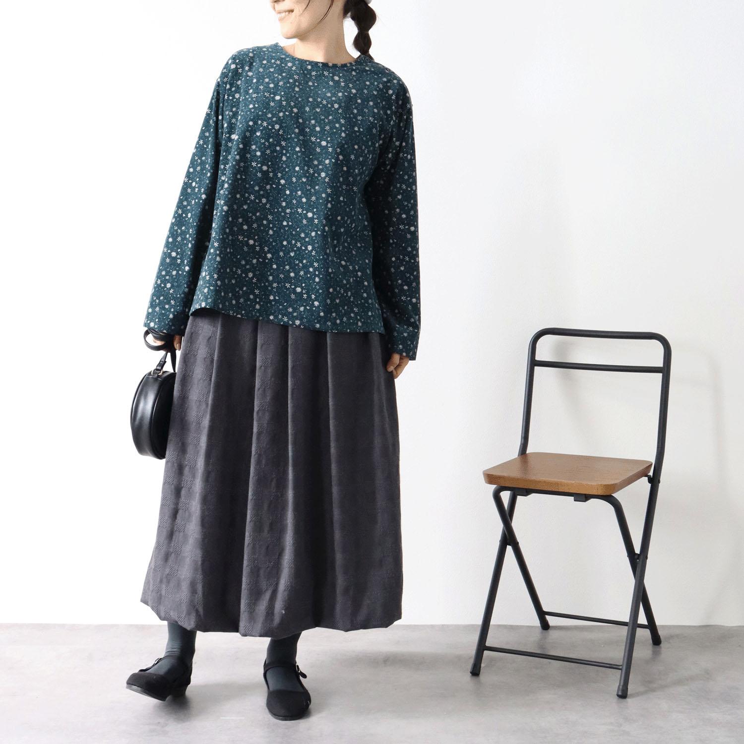 cloudnine Nonno Dobby Check Solid 8-Inch Balloon Skirt - Gray - F (Free Size)