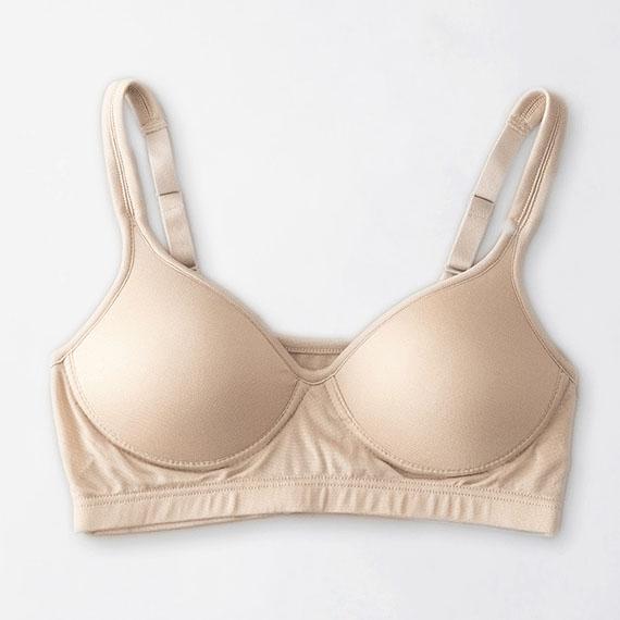 Stretch Silk Molded Bra, Beige, L