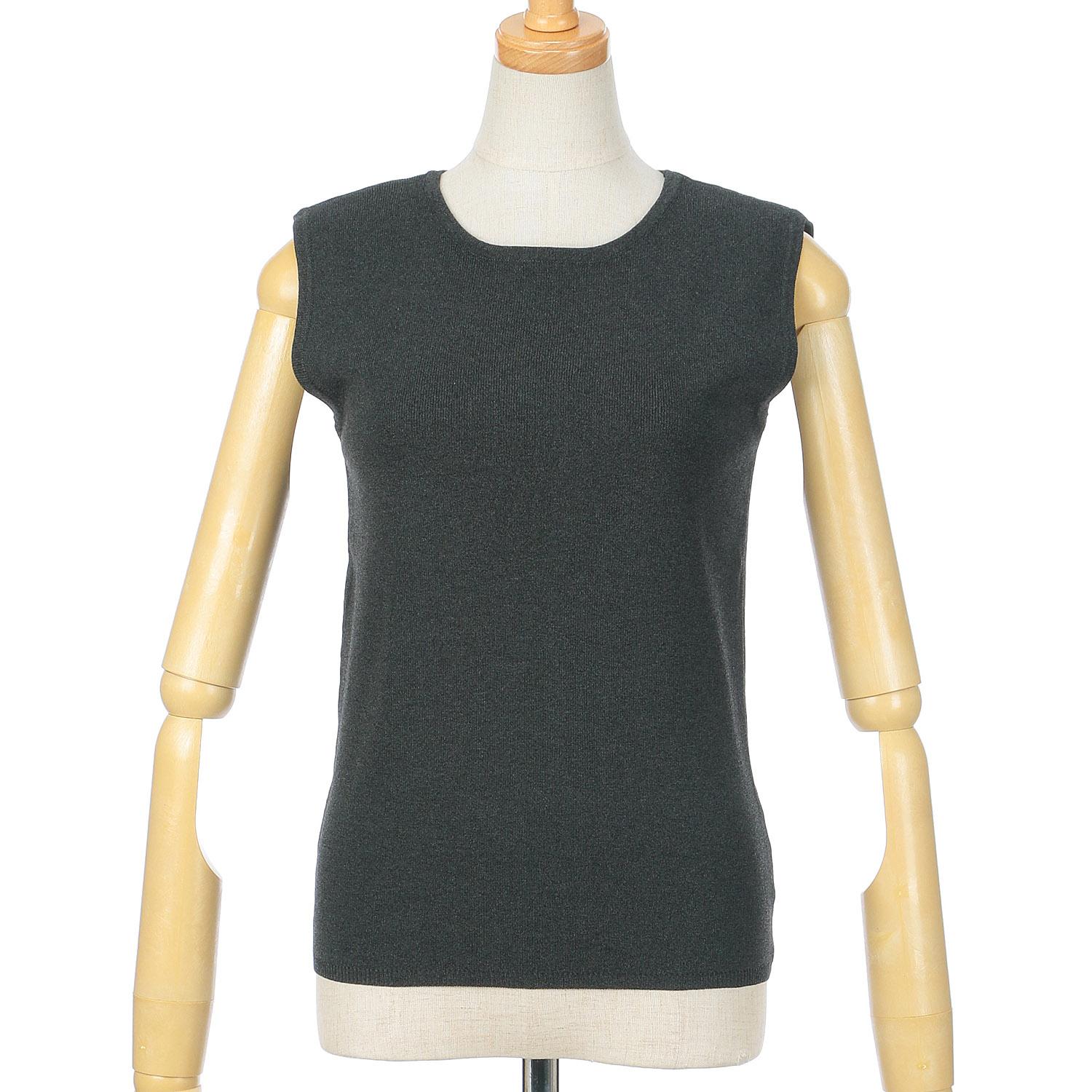 Vingtrois Crew Neck Knit Tank Top Charcoal M