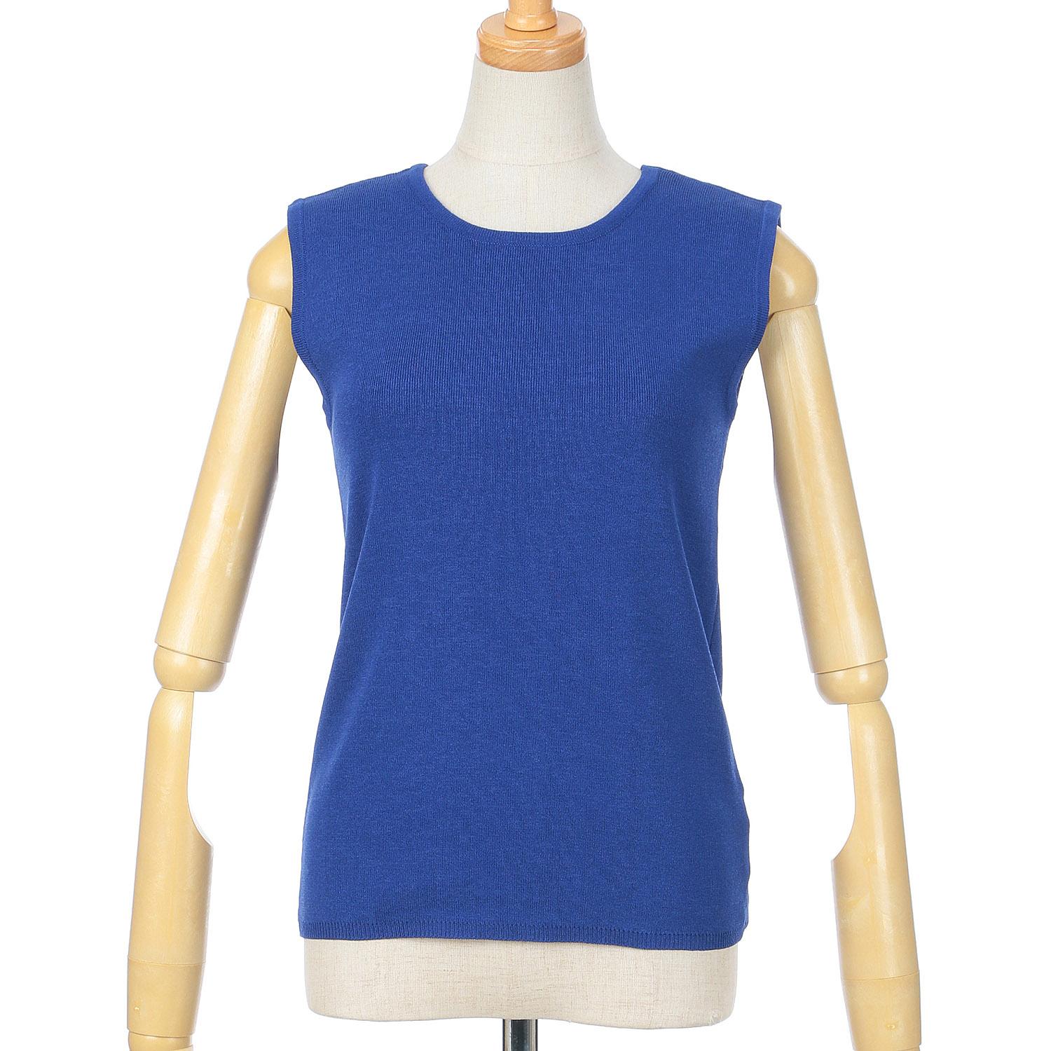 Vingtrois Crew Neck Knit Tank Top Blue M