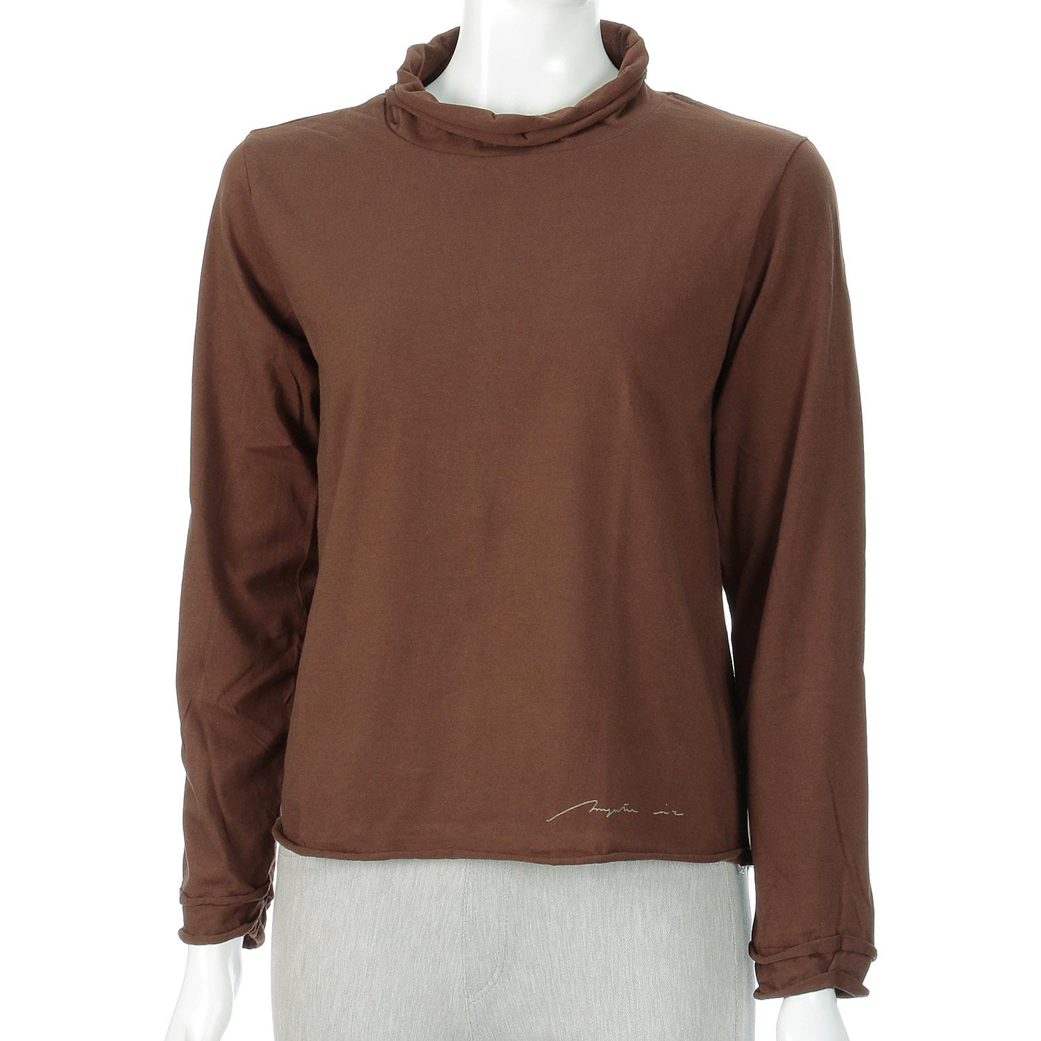 Magenta Cotton Jersey Two-Layer Rolled Long Sleeve Brown F (Free)