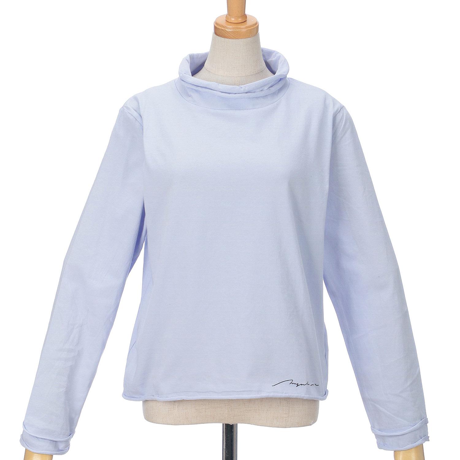 Magenta Cotton Jersey Two-Layer Rolled Long Sleeve Water Blue F (Free)