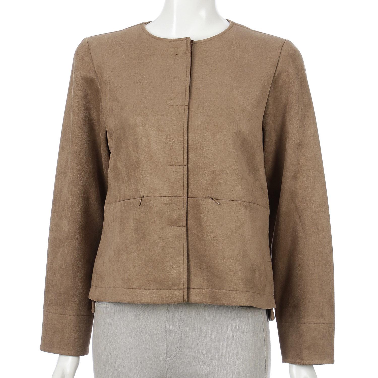 Stretch Suede Jacket, Beige, M